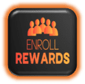 A button that says enroll rewards with an orange border.